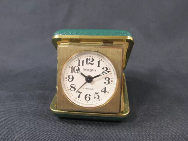 Vintage Retro Italy Travel Folding Mechanical Windup Alarm Clock Veglia