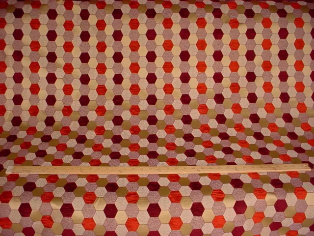 7-1/2Y Kravet Lee Jofa Rosewood Mulberry Hexagon Brocade Upholstery Fabric