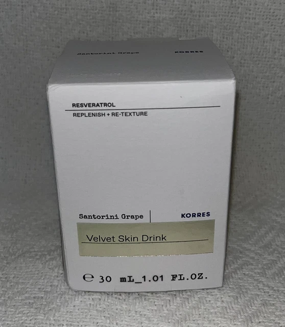 Bebida para piel de terciopelo de uva Korres Santorini con resveratrol 1 fl. oz./30 ml nuevo
