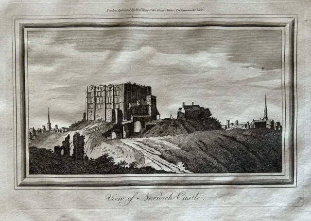 1794 Ansicht von Norwich Castle, Norfolk Original Antik Druck