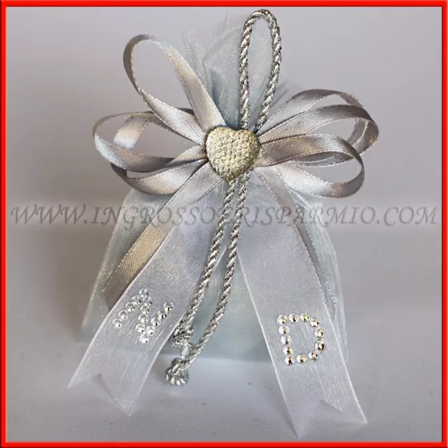 Bags Sugared Almonds Bags Wedding' Silver With Initials Full Of Confetti