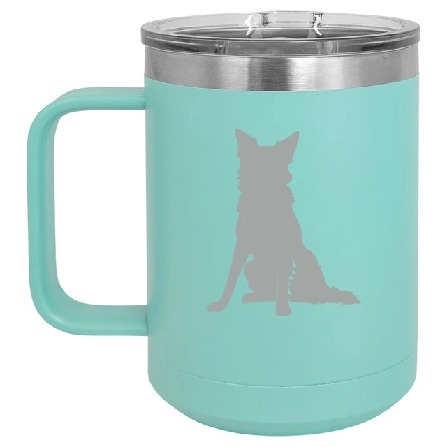 15oz Tumbler Coffee Mug Handle & Lid Travel Cup Vacuum Insulated Border Collie