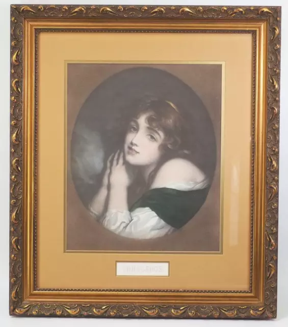 Vintage Eingerahmt Lithographie Aufdruck Jung Damen Innocence Viktorianisch Era