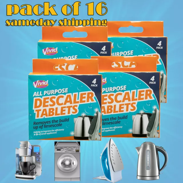 4-16 Pack Limescale Descaler Tablets Kettle Iron Coffee Machine Cleaning Descale