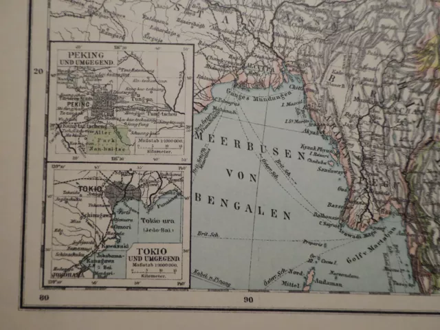 Landkarte von China und Japan, Peking, Tokio, Mongolei, Otto Herkt 1905 3