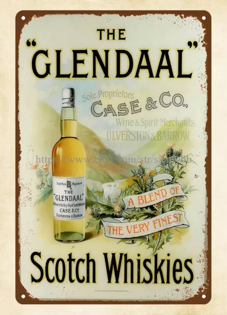 discount home accessories Glendaal Scotch Whiskies metal tin sign