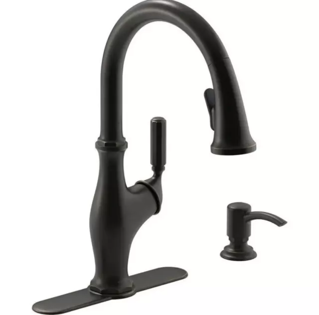 Kohler Worth Single-Handle Pull-Down Spray Kitchen Faucet, Oil Rubbed Bronze-NEW