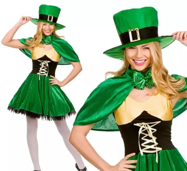 Abito elegante da donna giorno di San Patrizio costume paddy irlandesi abito da giorno adulti