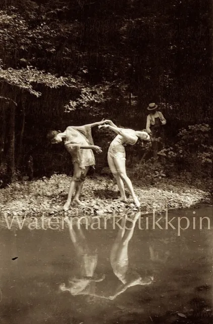 1920s Original photo Negative Female Dance WATER BALLET Mirror TWIN by HR CREMER