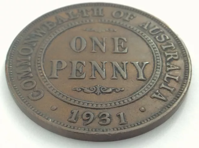 1931 Semi Key Date 1 One Penny Commonwealth Of Australia George V Coin K955