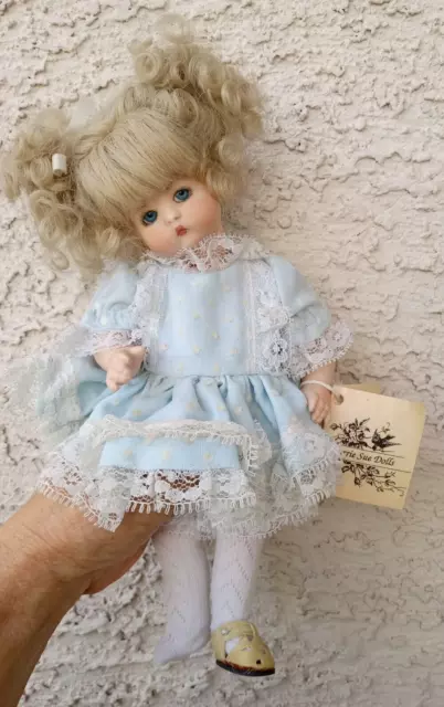 Reproduction Mini Doll Jointed Full Body Bisque Porcelain  9"