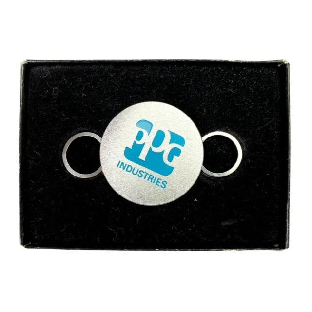 PPG Industries Key Ring Pittsburgh Plate Glass Advertising Stainless Ad Logo