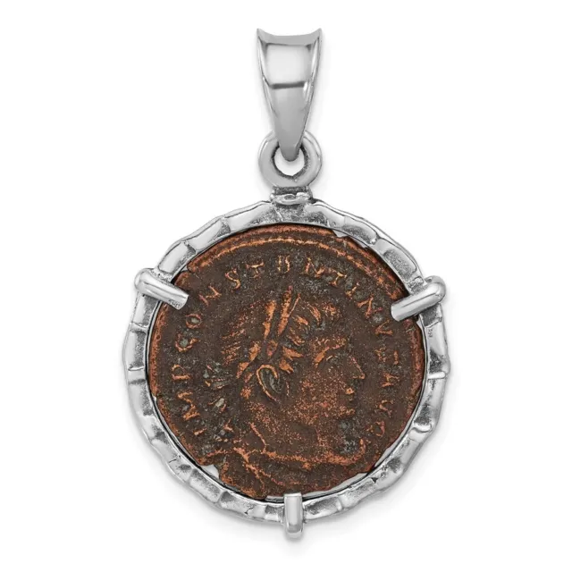 Sterling Silver Antiqued Roman Bronze Constantine I Coin Pendant