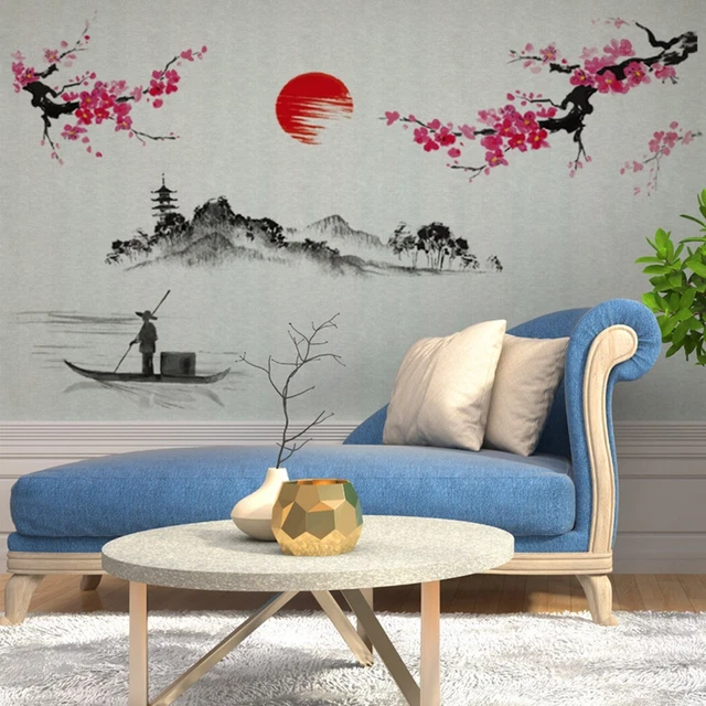 Pegatina de pared de alta calidad calcomanía árbol estilo chino japonés