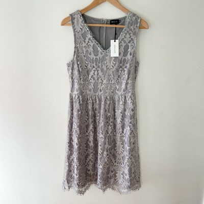NWT LIZA LUXE Gray Lace Overlay Dress Size M