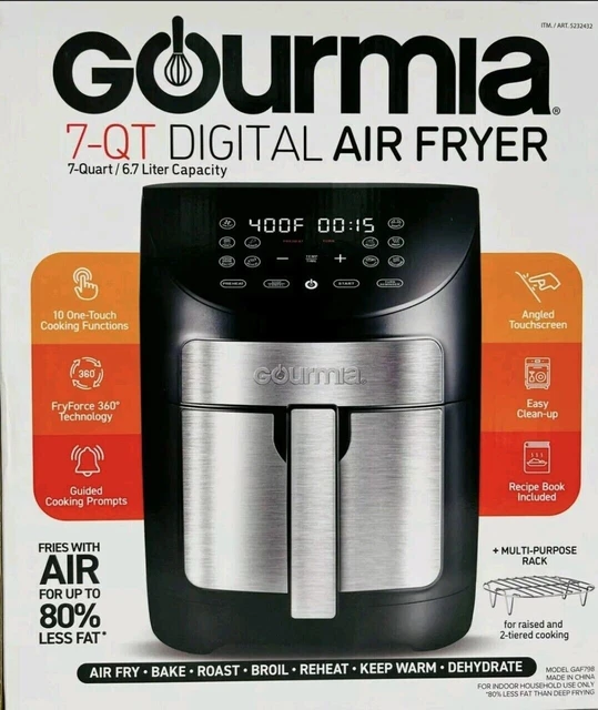 GOURMIA DIGITAL AIR Fryer 6.7L Black / Silver GAF798 **BRAND NEW** £63.