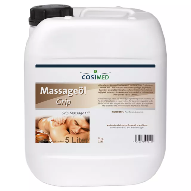 cosiMed Massageöl Grip, Wellness Massage Öl, Physiotherapie, 5 l