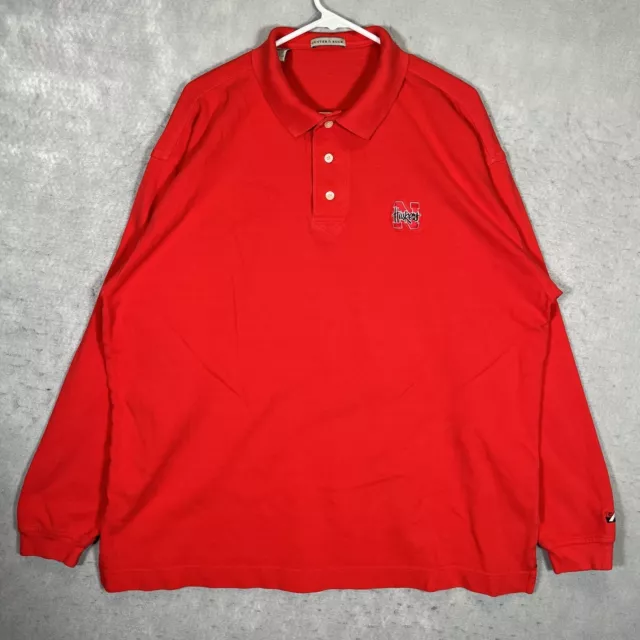 A1 Vintage Nebraska Corn Huskers Polo Shirt Adult 2XL XXL Red NCAA Mens