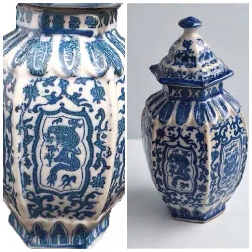 Pair of Chinoiserie vase Blue and White Chinese Porcelain Ginger Jar pot