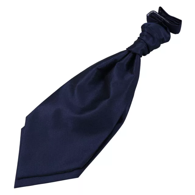 Cravatta Scrunchie Blu Navy Ragazzi Pre-legata Tessuta Semplice Check Solido di DQT