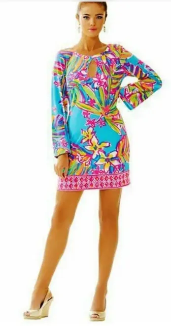 Lilly Pulitzer Fairfield Tunic Dress Sea Blue Summer Haze Size XS