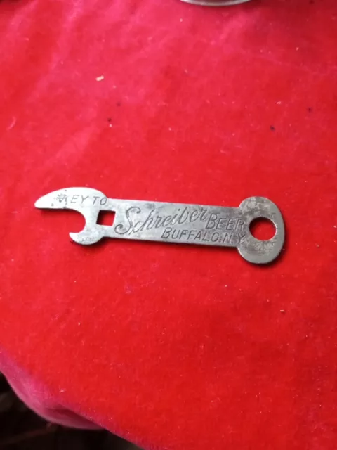 Vintage Pre Prohibition Schreiber Brewing Co beer bottle opener, Buffalo NY