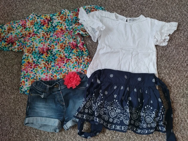 Girls Outfits Bundle Blouses Tops And Shorts Next, George,TU 4-5 Years