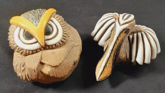 Set of 2 Artesania Rinconada Owl & Pelican Uruguay Excellent Condition Set of 2 Artesania Rinconada Owl & Pelican Uruguay Excellent Condition