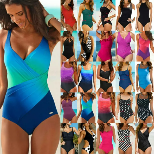 Ladies Monokini One Piece Swimming Costume Beach Swimsuit Tummy Control Swimwear