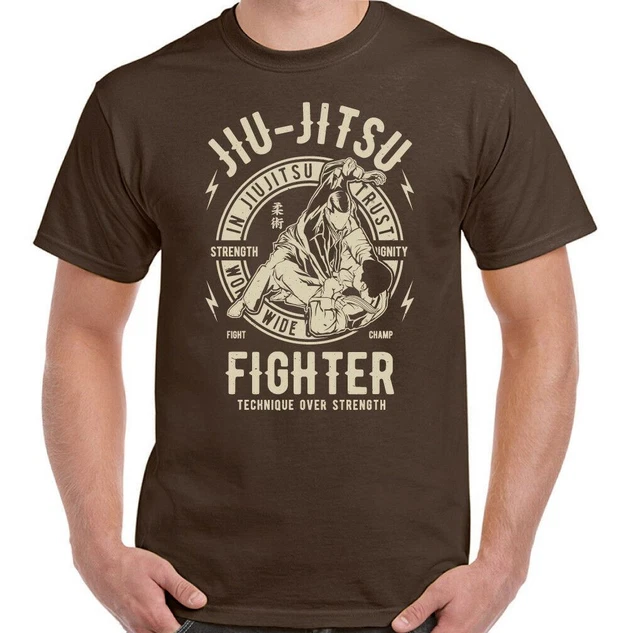 T-shirt uomo arti marziali Jiu Jitsu Fighter allenamento top palestra MMA combattimento brasiliano 3