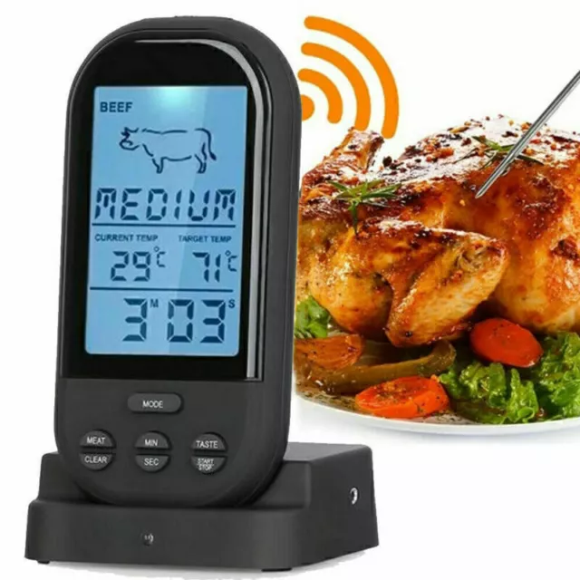 Digital Grillthermometer Bratenthermometer BBQ Funk Fleisch Thermometer & Fühler