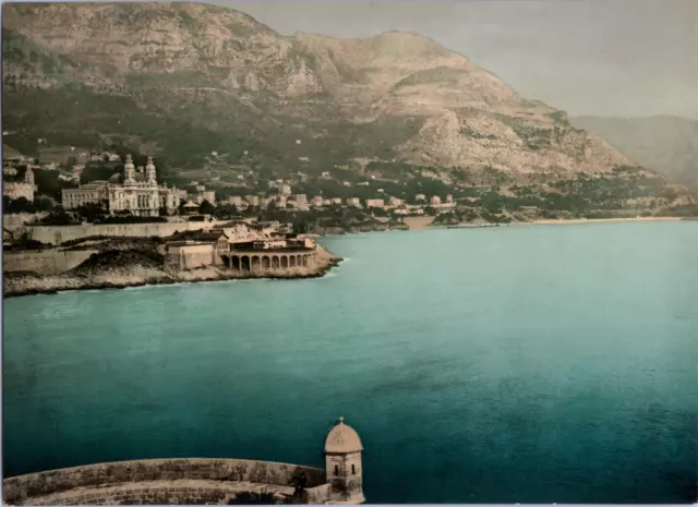 Monte Carlo. Le casino. Vue du château. vintage print photochromie, vintage ph