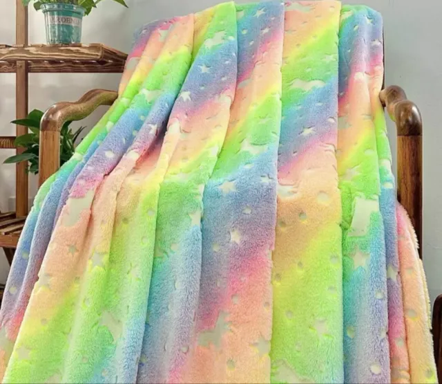 Glow in the Dark Decke Leuchtende Kuscheldecke Kinder Sofadecke Einhorn 🦄 Decke