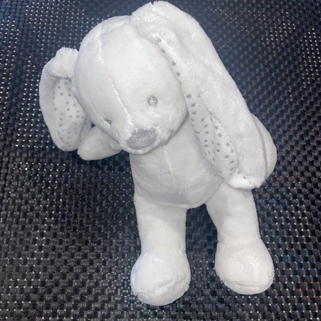 Ca3 Doudou Peluche Vertbaudet  Lapin Blanc Gris Etoiles  40Cm Etat Neuf