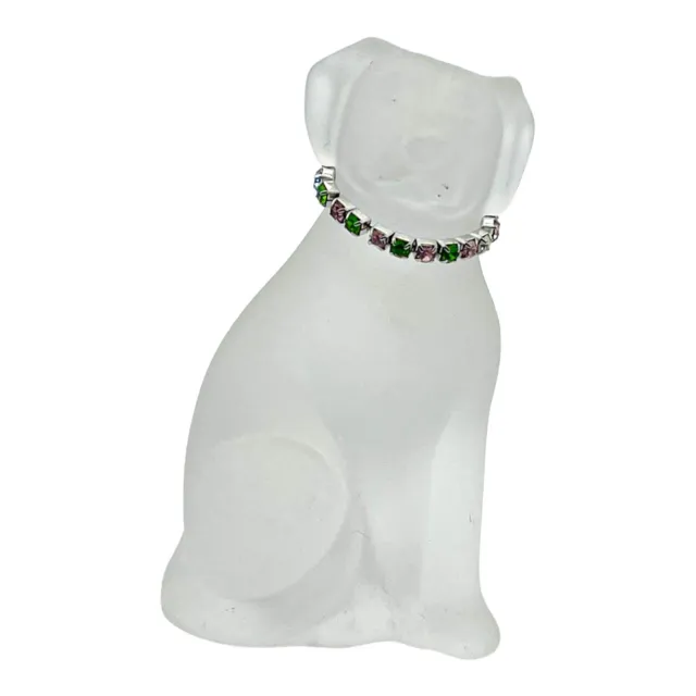 Franconia Crystal Frosted Dog Figurine With Rhinestone Collar Made In Germany