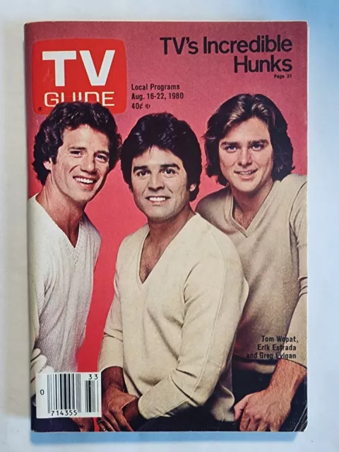 Tv Guide Magazine Aug 16-22 1980 Tom Wopat Erik Estrada Greg Evigan Cover