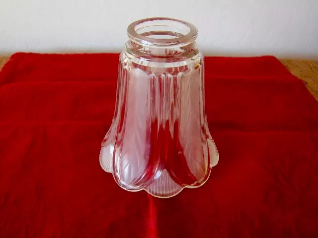 Vintage Clear & Frosted Glass Bell Shaped Light Fixture, 5" tall