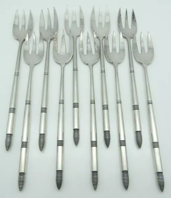 10 ~ Vintage TIFFANY & CO. Silver Plate Seafood / Cocktail Forks RARE TO FIND