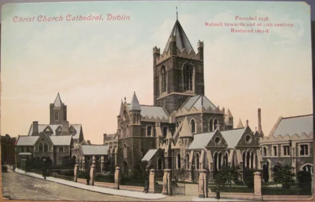 Irish Postcard CHRIST CHURCH CATHEDRAL Dublin Ireland Valentine Green Harp GB