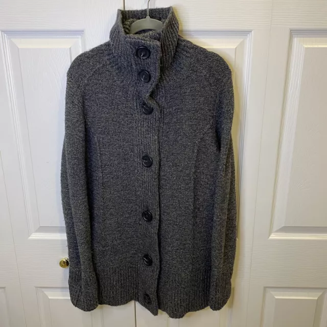 Lambs Wool Blend anne klein gray knit cardigan sweater button front SZ Large