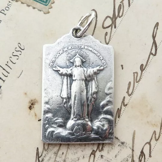 St Joan of Arc, St Michael, Virgin Mary, Jesus Medal - Antique Replica 2