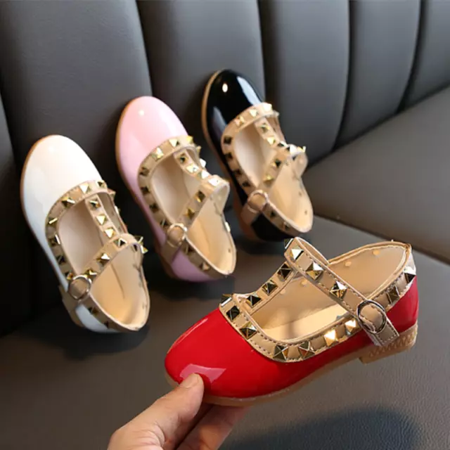Kid Girls Soft Leather Princess Shoes Party Dress Flat Sandal School Ballet Pump