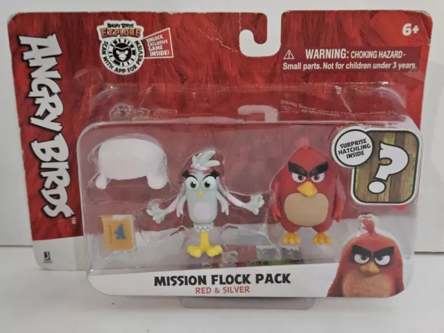 Angry Birds ~ Mission Flock Pack ~ Red & Silver ~ Figures ~ New & Sealed ~ 2019