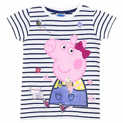 Peppa Pig T-Shirt Kids Girls 18 24 Months 2 3 4 5 6 7 8 Years Top Tee Stripes