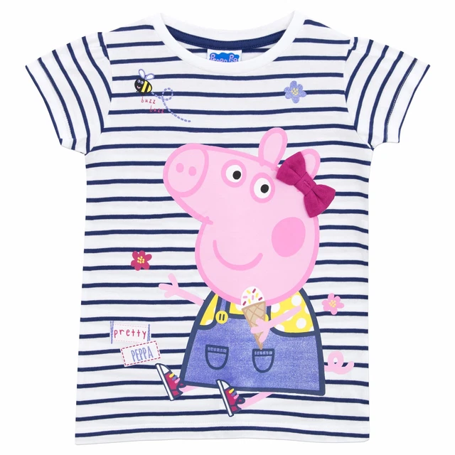 Peppa Pig T-Shirt Kids Girls 18 24 Months 2 3 4 5 6 7 8 Years Top Tee Stripes