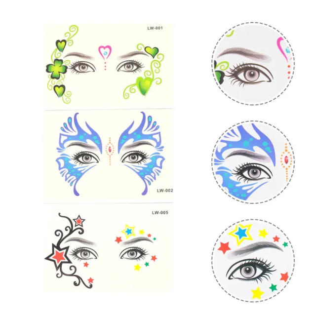 6 Pcs Eye Tattoo Stickers Water Transfer Paper Halloween Face Makeup Christmas
