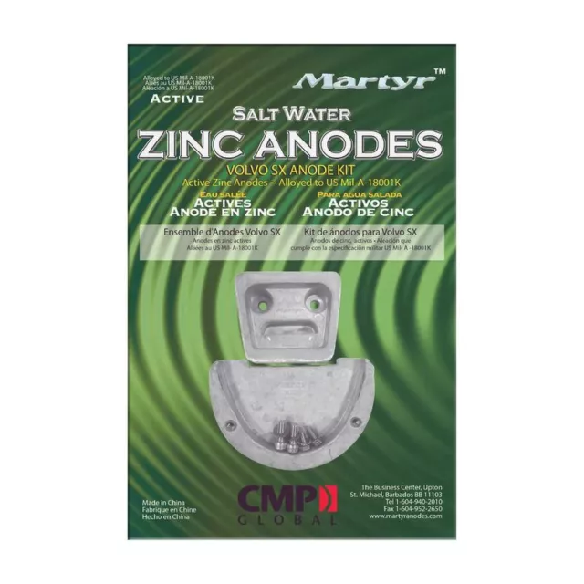 Martyr Anodes CMSXKITZ Volvo Penta SX Anode Kit Zinc Salt Water Anode