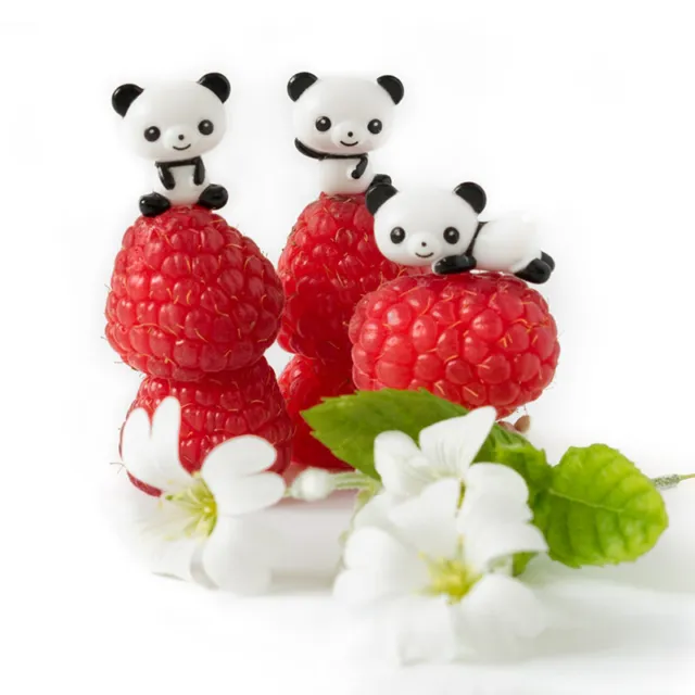 8pcs/set Mini Cartoon Panda Fruit Fork Kids Snack Dessert Picks Tookpick Lunc  q