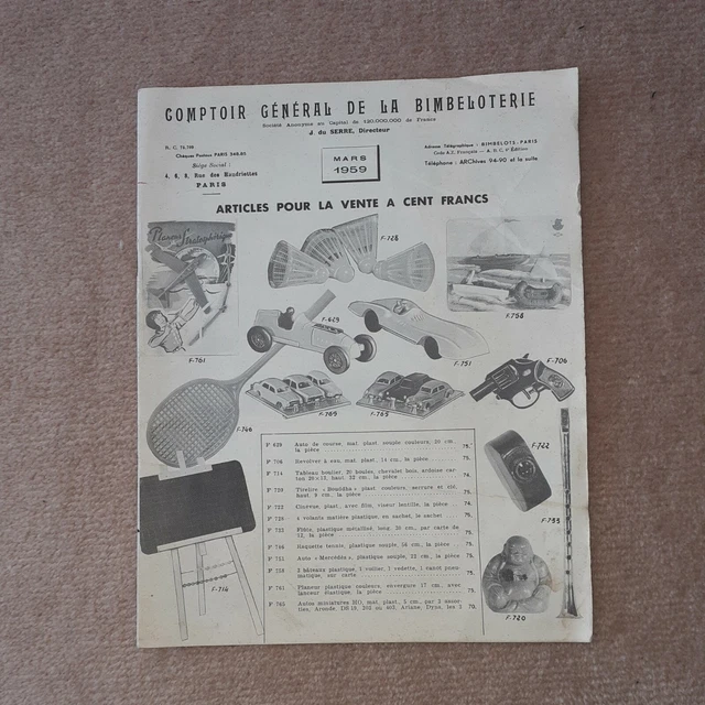 CATALOGUE MAGASIN COMPTOIR General De La Bimbeloterie 1959 Jouets Et Jeux EUR 10,00 - PicClick DE