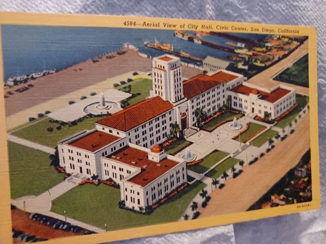 San Diego CA-California, Aerial View City Hall, Civic Center, Vintage Postcard